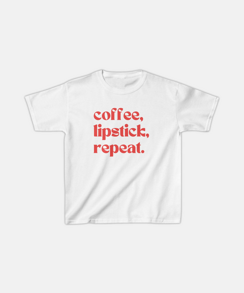 "COFFEE, LIPSTICK, REPEAT." BABY TEE