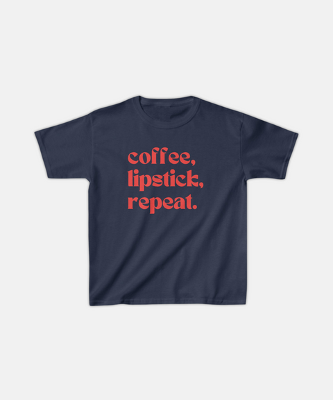 "COFFEE, LIPSTICK, REPEAT." BABY TEE